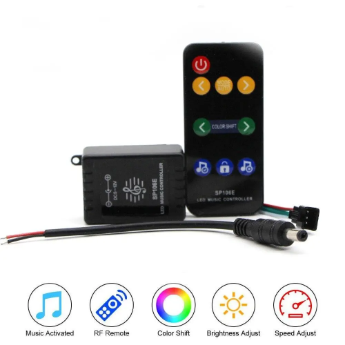 Контроллер LT RGB SPI smart music RF с пультом (9 кнопок) 5-12V для Smart ленты 073004