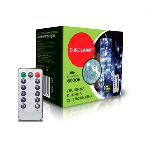 Led гірлянда Eurolamp 100шт 10м холодний білий LED-GL-100/10/60(S3)