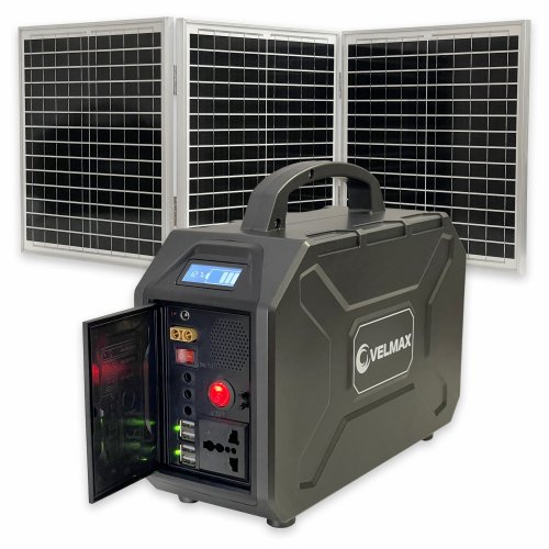 Портативна зарядна станція Velmax V-PPS-200sp 200W із сонячною панеллю 3×30W 31-10-02