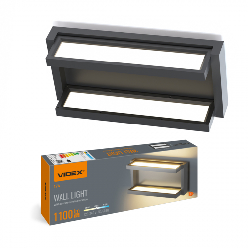 Cветильник настенный Videx WL01 12W 2800/4000/6000K с сенсором черный VL-WL01-12CSB