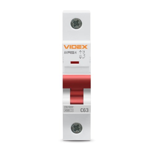 Автоматический выключатель Videx RESIST RS4 1п 63А С 4,5кА VF-RS4-AV1C63