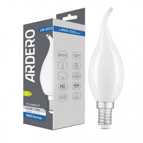 Світлодіодна LED лампа Ardero LB-203 5.4W E14 4000K матова 8997
