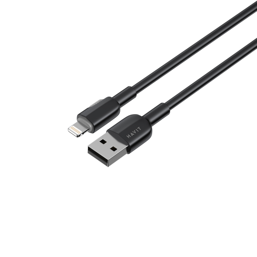 Кабель з'єднувальний зарядний HAVIT USB - Lightning 2.4A 1м силіконовий Black HV-CB306C