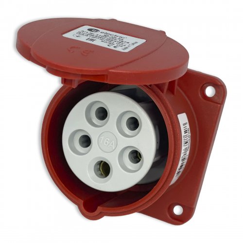 Розетка силова промислова TP Electric 5x16A 3P+N+PE із заземленням 75x75мм пряма 60-40-84