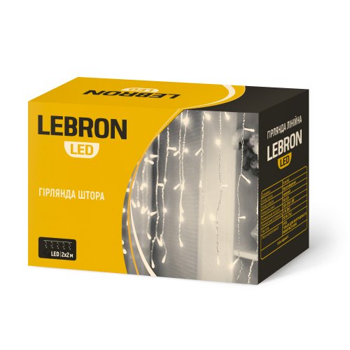 LED гірлянда Lebron штора 3x2м 320LED 220В жовта 15-18-79