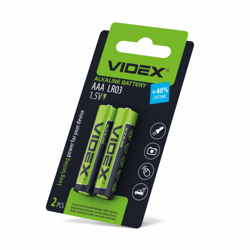 Батарейки лужні Videx LR03/AAА  SMALL BLIST блістер 2шт. LR03/AAA 2pcs SB