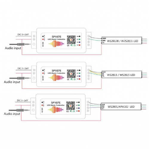RGB контролер LT SPI smart music Bluetooth 5-24V для адресної стрічки RGB/RGBW 073005