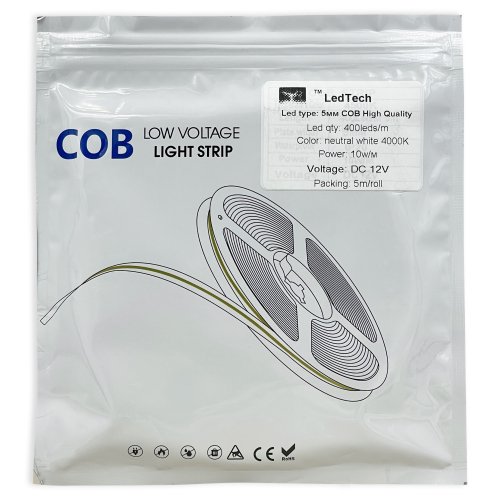 LED лента LT COB 384шт/м 10W/м 12V IP65 4000К 91012
