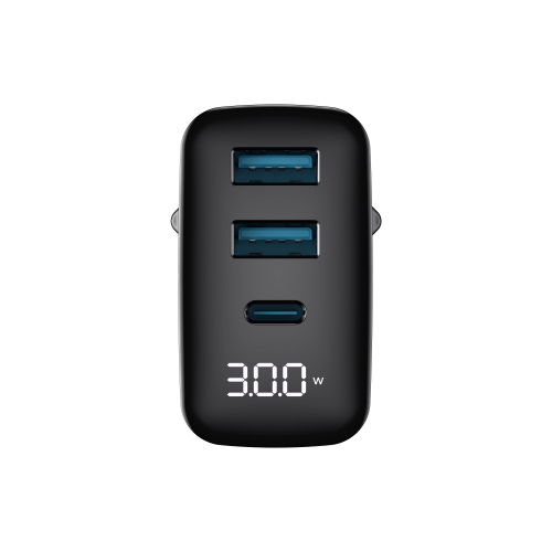 Мережевий зарядний пристрій  HAVIT GaN 30W 2хUSB-A+USB-C HV-UCLE001-BK