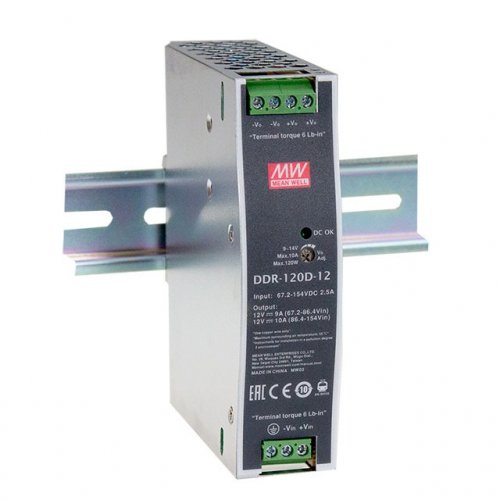 Изолированный DC/DC-преобразователь Mean Well на DIN-рейку 120W 10A 12V DDR-120D-12