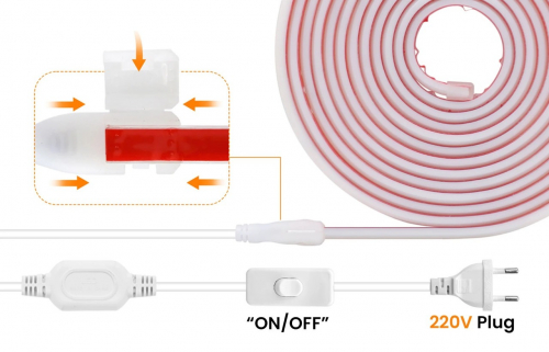 Кабель LT для светодиодного неона 220V 5х10мм с выключателем 94198