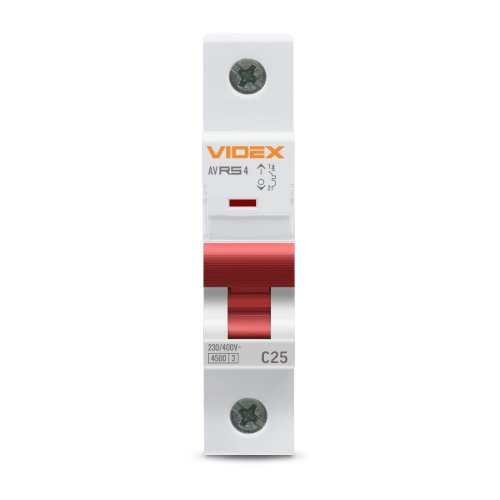 Автоматический выключатель Videx RESIST RS4 1п 25А С 4,5кА VF-RS4-AV1C25