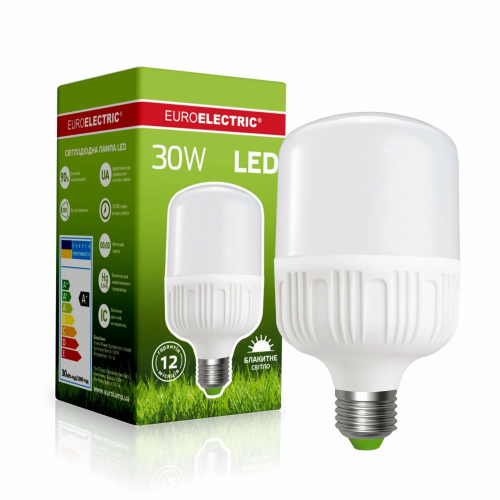 LED лампа Euroelectric 30W Е27 6500K LED-HP-30276(P)