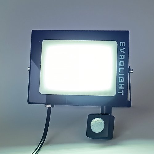 LED прожектор с датчиком движения EVROLIGHT EV-50D 50W 6400K IP65 000056751