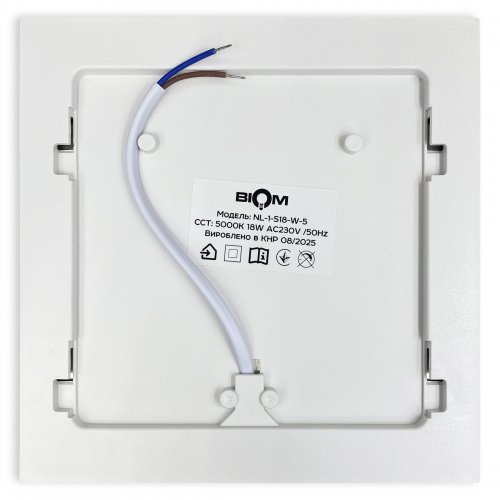 LED світильник накладний Biom 18W 5000К IP40 квадрат білий NL-1-S18-W-5 25792