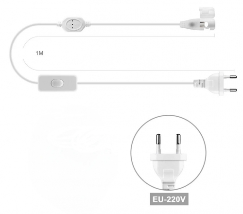 Кабель LT для светодиодного неона 220V 5х10мм с выключателем 94198
