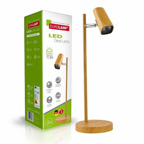 Настільний LED світильник Eurolamp 8W 5000К дерево LED-TLD-8W(wooden)