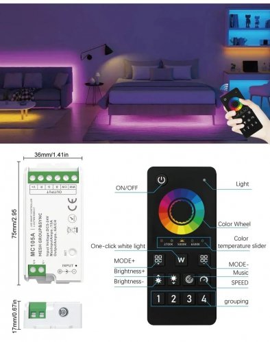 Пульт д/у Prolum RGB+CCT Wi-Fi 4-Zone TUYA TOUCH HomeLink 404038