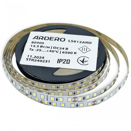 LED лента Ardero LS812ARD PRO SMD2835 120шт/м 13.5W/м IP20 24V 6500K (5 метров) 8277