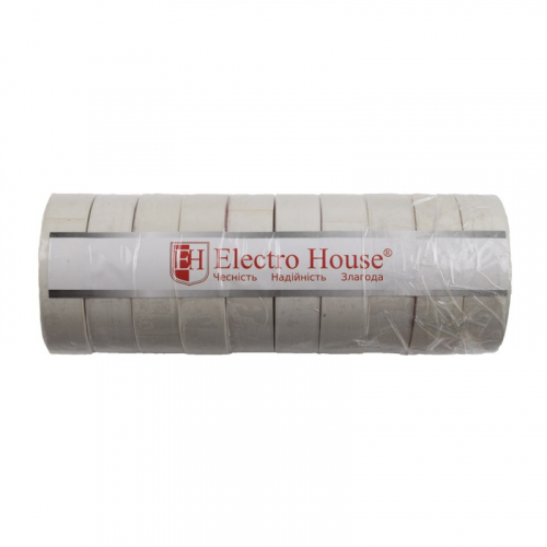 Ізоляційна стрічка Electrohouse біла 0,15мм 18мм 17м EH-AHT-1813