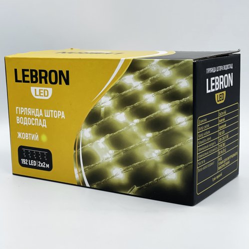 LED гирлянда Lebron штора водопад 2x2м 192LED 220В желтая 15-18-85