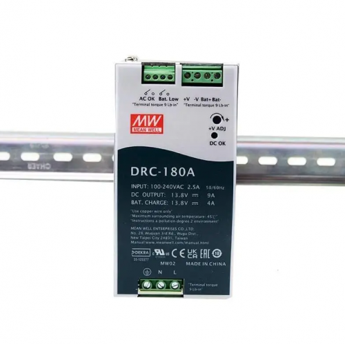 Блок живлення Mean Well на DIN-рейку з функцією UPS 179.4W CH1 4A 13.8V, CH2 9A 13.8V DRC-180A