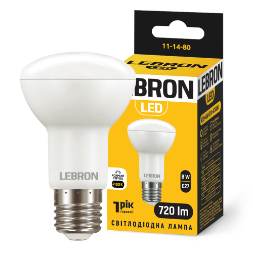 LED лампа Lebron L-R63 8W E27 4100K 11-14-80