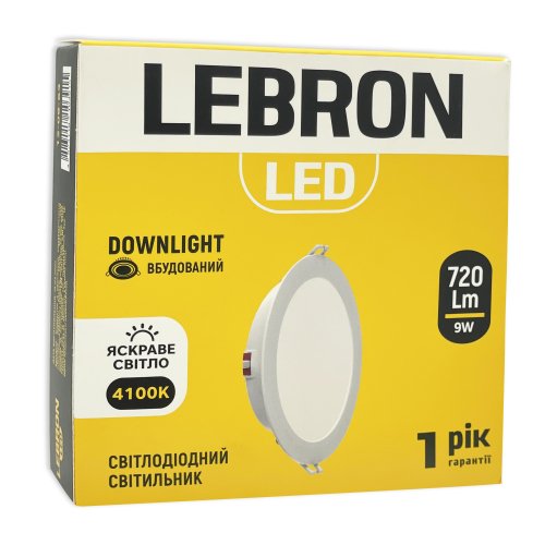 LED cветильник Lebron L-DR 9W 4100К круг 12-09-63