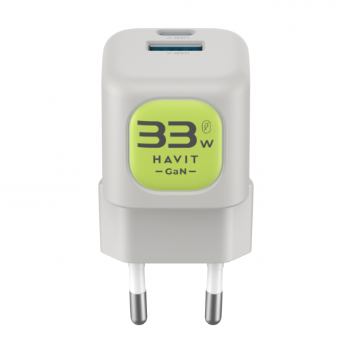 Мережевий зарядний пристрій HAVIT GaN 33W USB-A+USB-C HV-UC230-GYGN