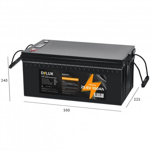 Акумулятор Delux LiFePO4 літій залізо фосфатний 25.6В 100 Аг 90023749