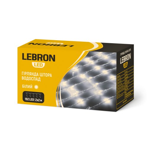 LED гирлянда Lebron штора водопад 2x2м 192LED 220В белая 15-18-84