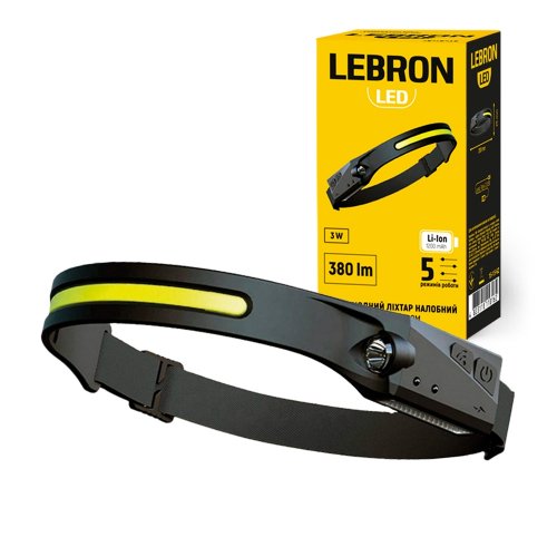 Налобный LED аккумуляторный LED фонарь Lebron L-HL-10157 3W 6500K USB 15-15-62
