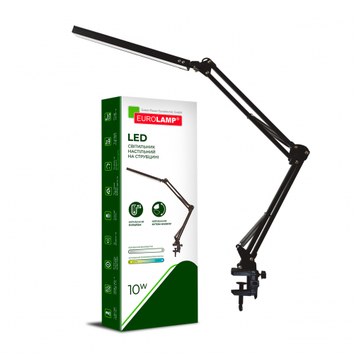 Настільна LED лампа Eurolamp 10Вт 2800-6500К чорна на струбціні LED-TLS-10W(black)