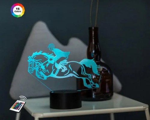 3D светильник "Конный спорт" с пультом+адаптер+батарейки (3ААА) 10-018