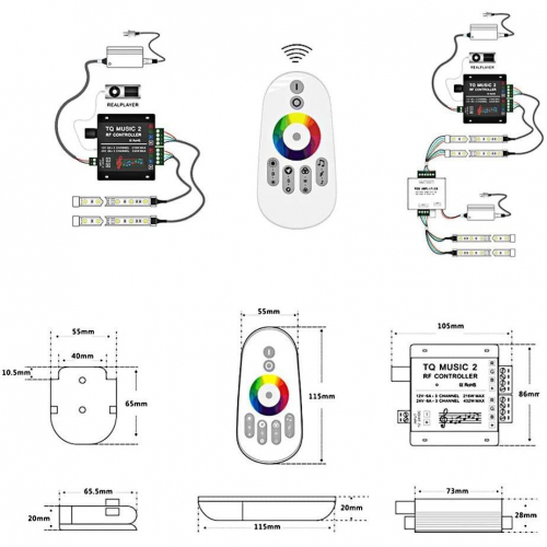 Контролер LT RGB TQ Music 32А 12-24V 432W RF (10 кнопки) 71027