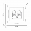 Розетка Videx Binera кремовая CAT6+CAT3 двойная VF-BNSK2PC6TF3-CR