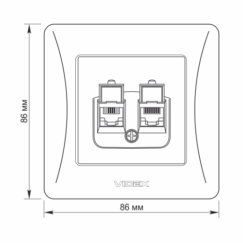 Розетка Videx Binera кремовая CAT6+CAT3 двойная VF-BNSK2PC6TF3-CR