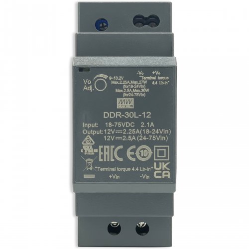 Изолированный DC/DC-преобразователь Mean Well на DIN-рейку 30W 2.5A 12V DDR-30L-12