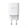 Мережевий зарядний пристрій HAVIT GaN 30W USB+USB-C HV-UC30, white