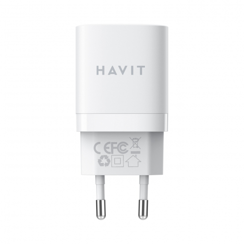 Мережевий зарядний пристрій HAVIT GaN 30W USB+USB-C HV-UC30, white