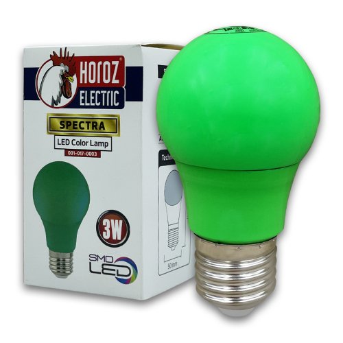 Світлодіодна LED лампа Horoz зелена А60 3W E27 001-017-0003-041