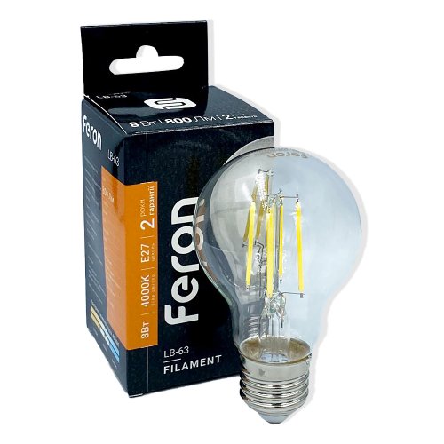LED лампа филамент Feron LB-63 8W E27 4000K 6485