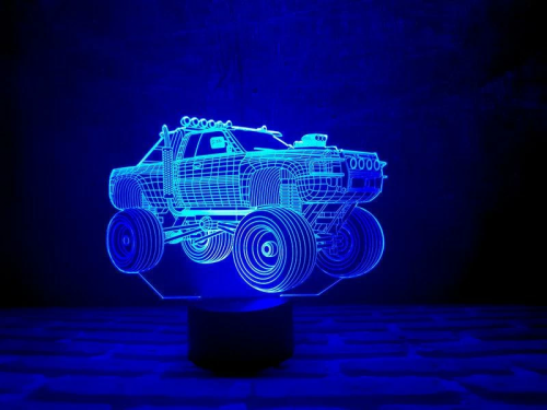 3D світильник "Автомобіль 4" з пультом+адаптер+батарейки (3ААА) 08-006