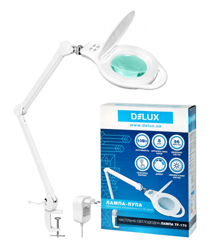 Настільний LED світильник з лінзою Delux TF-170 5D 10W 3000K/4000K/6500K 90017597