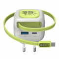 Мережевий зарядний пристрій HAVIT UC251 GaN 35W USB-A+USB-C з кабелем USB-C HV-UC251-GYGN