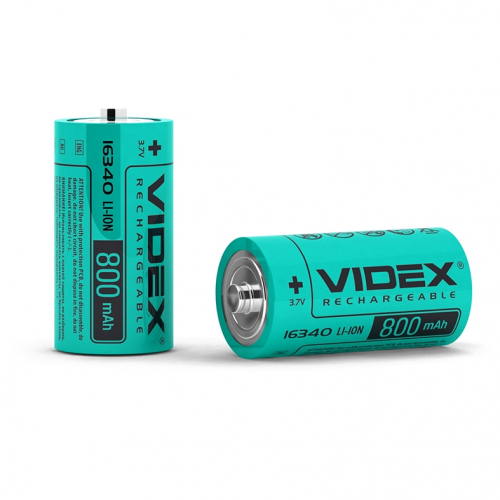 Акумулятор Videx Li-Ion 16340 (без захисту) 800mAh 3,7V 16340/800/1B