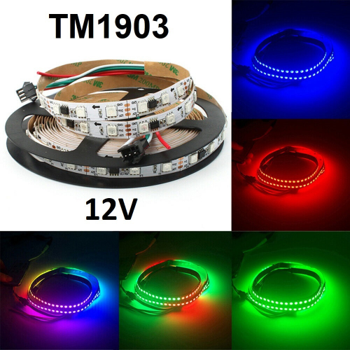 Адресна Smart LED стрічка LT TM1903 SMD5050 Digital RGB "Біжуча хвиля" 60шт/м 14.4W/m 12V IP20 93100