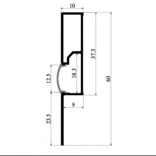 Комплект Biom профиль плинтус PLP-601 алюминиевый анод. (60x10мм) + рассеиватель прозрачный PLP-601+ LC-U
