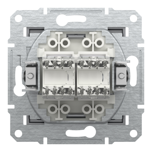 Розетка комп. двойная RJ45 кат.5е UTP Schneider Asfora Сталь EPH4400162