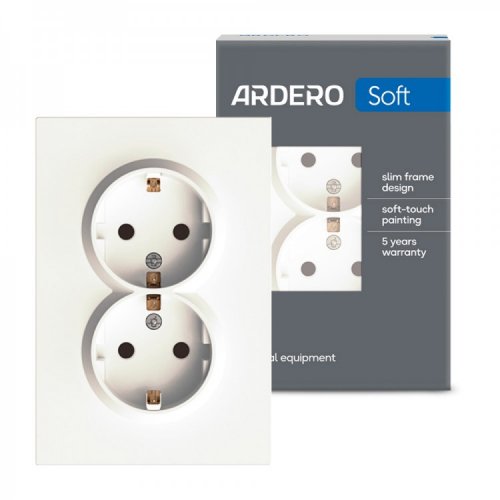 Розетка Ardero ER122-W подвійна з заземленням біла 8632